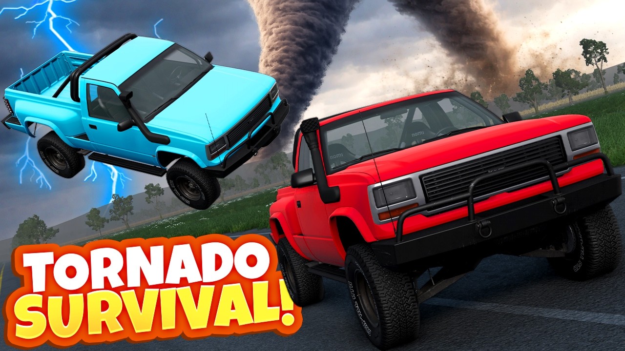 We Must Outrun EF5 Tornadoes to Survive in BeamNG Drive Mods!