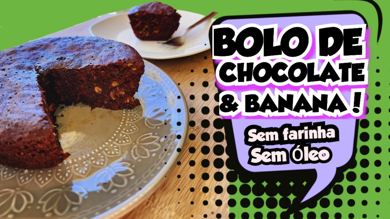 BOLO CHOCOLATE & BANANA! Sem glúten e sem óleo! Feito no microondas! #receitas #recipe #bolo #cake