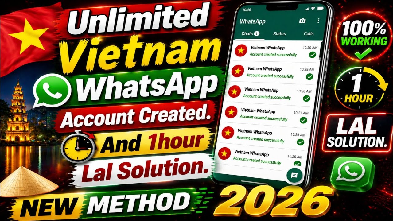 Unlimited Vietnam WhatsApp Account Create.And 1hour Lal Solution.New Method 2026 #telegram #whatsapp