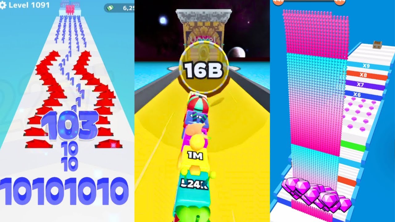 Max Levels - Finally got 16B Jelly Tube Run (Unseen Score) vs Canvas Run vs Number Master Run 2048😎