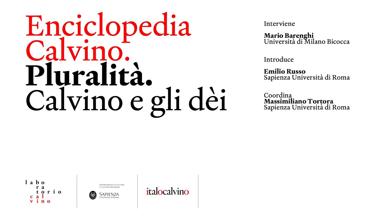 Enciclopedia Calvino Pluralit&agrave;. Calvino e gli d&egrave;i. Sapienza Universit&agrave; di Roma 16 marzo 2023