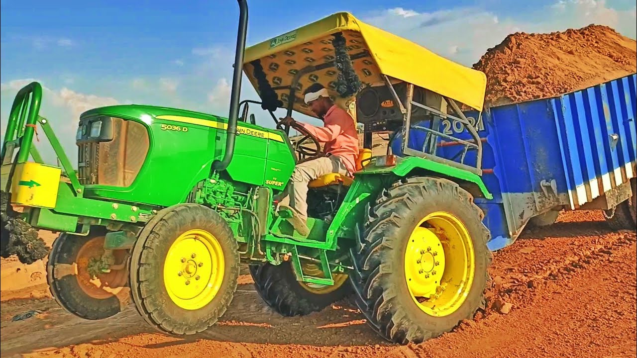 Jondeer 5036 Tractor full loading soil Trolley Crazy video || 5036d tractor price