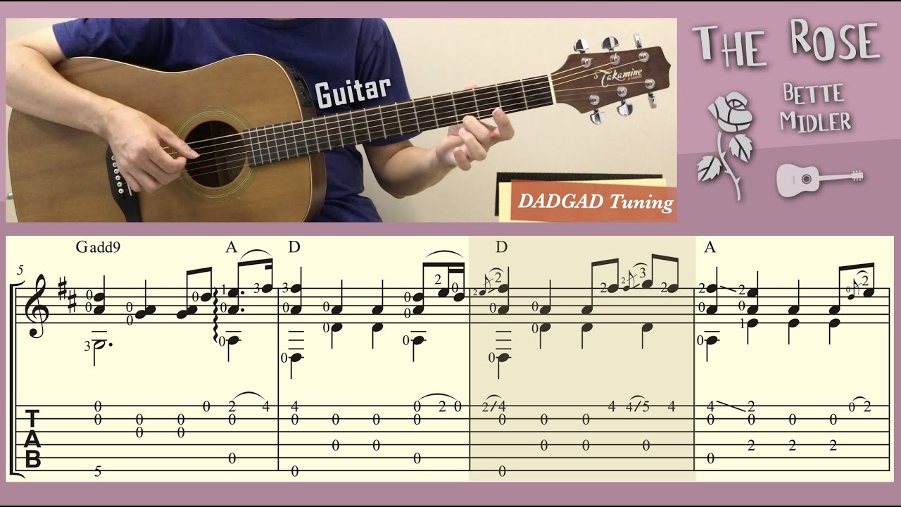 The Rose / Bette Midler (Guitar) Notation + TAB] [DADGAD Tuning]