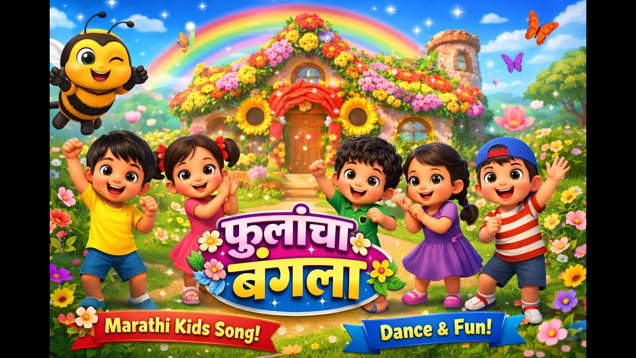 🌸 आसावा असा हा फुलांचा बंगला | Asava Asa Phulancha Bangla Song 🌈 | Marathi Kids Dance Balgeet Song