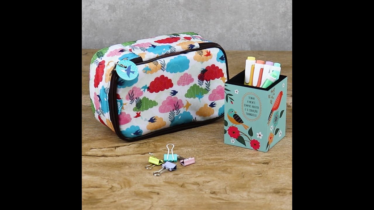Estojo 100 Pens Box Jumbo de Couro P&aacute;ssaros