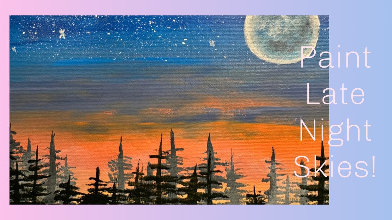 How to paint an easy acrylic forest in the evening painting!