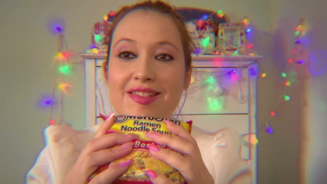 ASMR Bubbly B~ Ramen Noodles Hot Mukbang Lunch~Slurping Sipping Soup Triggers~Nail Tapping|Whispers