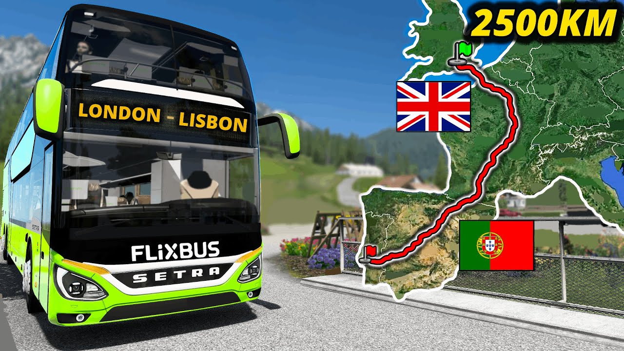 ETS2 Longest Bus Trip (London to Lisbon) UK to Portugal | Euro Truck Simulator 2