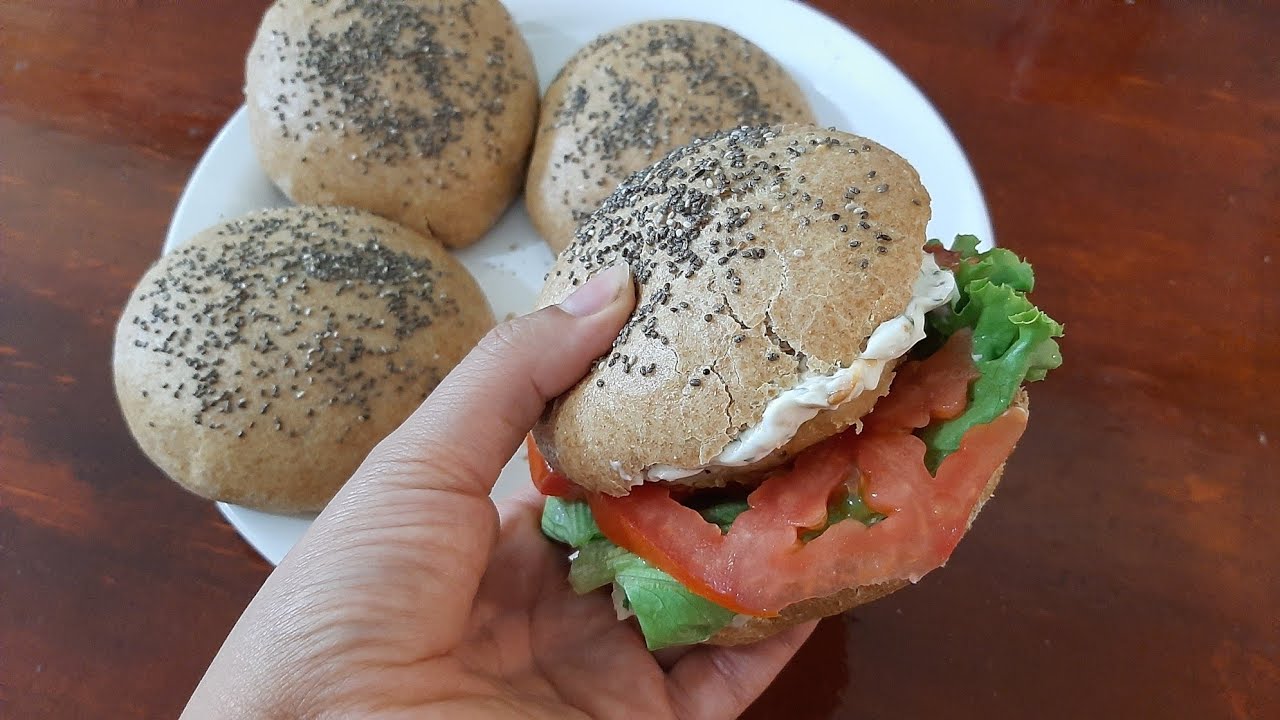 Pan integral para hamburguesa//  Pan saludable