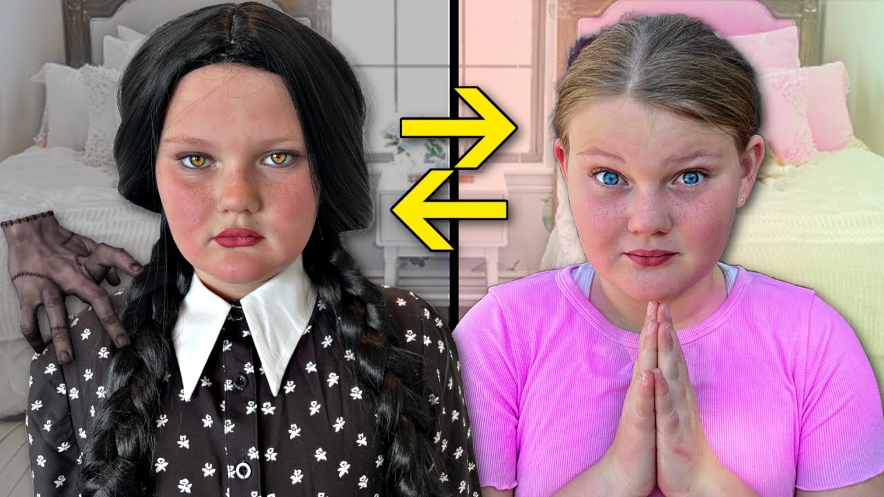My SISTER Turned into WEDNESDAY for 24 Hours!