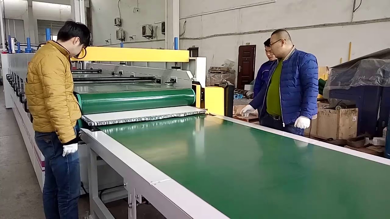 aluminium honeycomb panel pressing line with PUR hotmelt glue