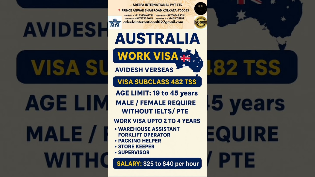 Australia Work Visa 2025 | No IELTS Required | Salary $25&ndash;$40 per Hour | Apply Now