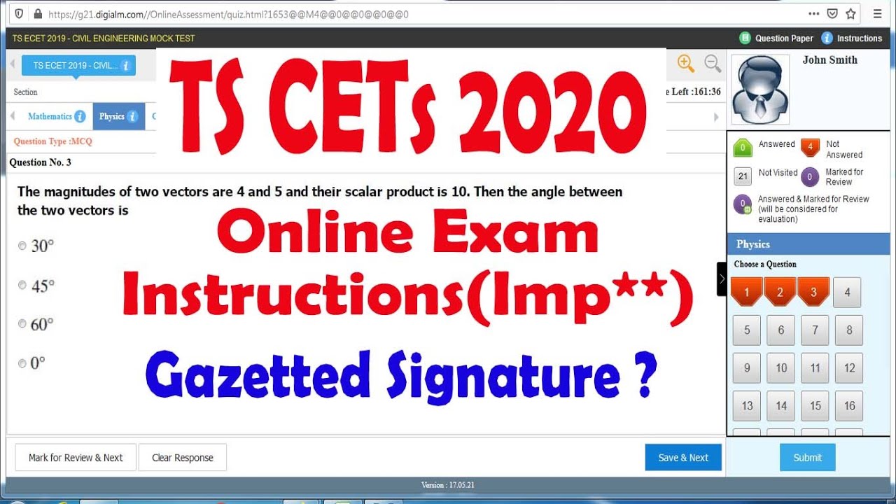 TS ECET 2020  ECET 2020 Online Exam Instructions