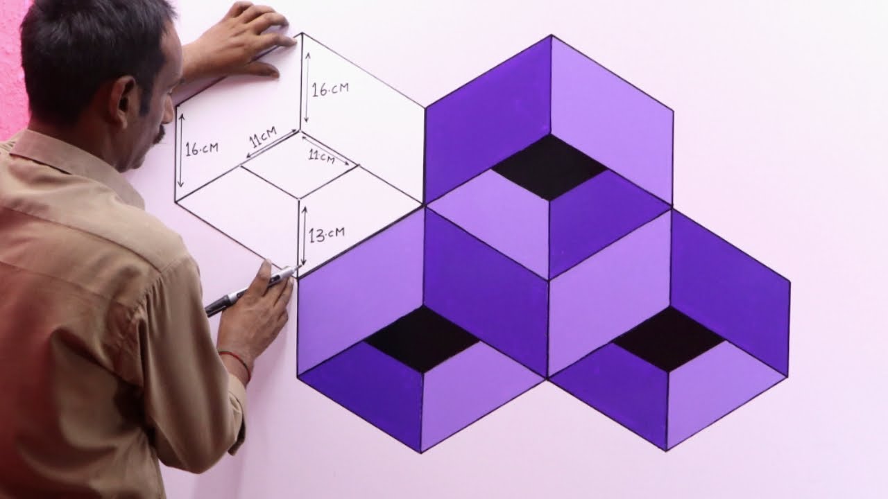 OPTICAL ILLUSION 3D WALL PAINTING | WALL ART PAINTING DECORATION | INTERIOR DESIGN