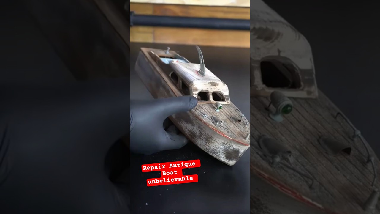 Repair of an antique wooden model boat #ModelBoat #WoodenBoat #AntiqueBoat #BoatRepair #BoatArt