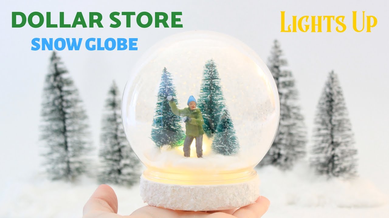 *DIY* DOLLAR TREE SNOW GLOBE || *LIGHTS UP* || New $1 Christmas Winter Crafts