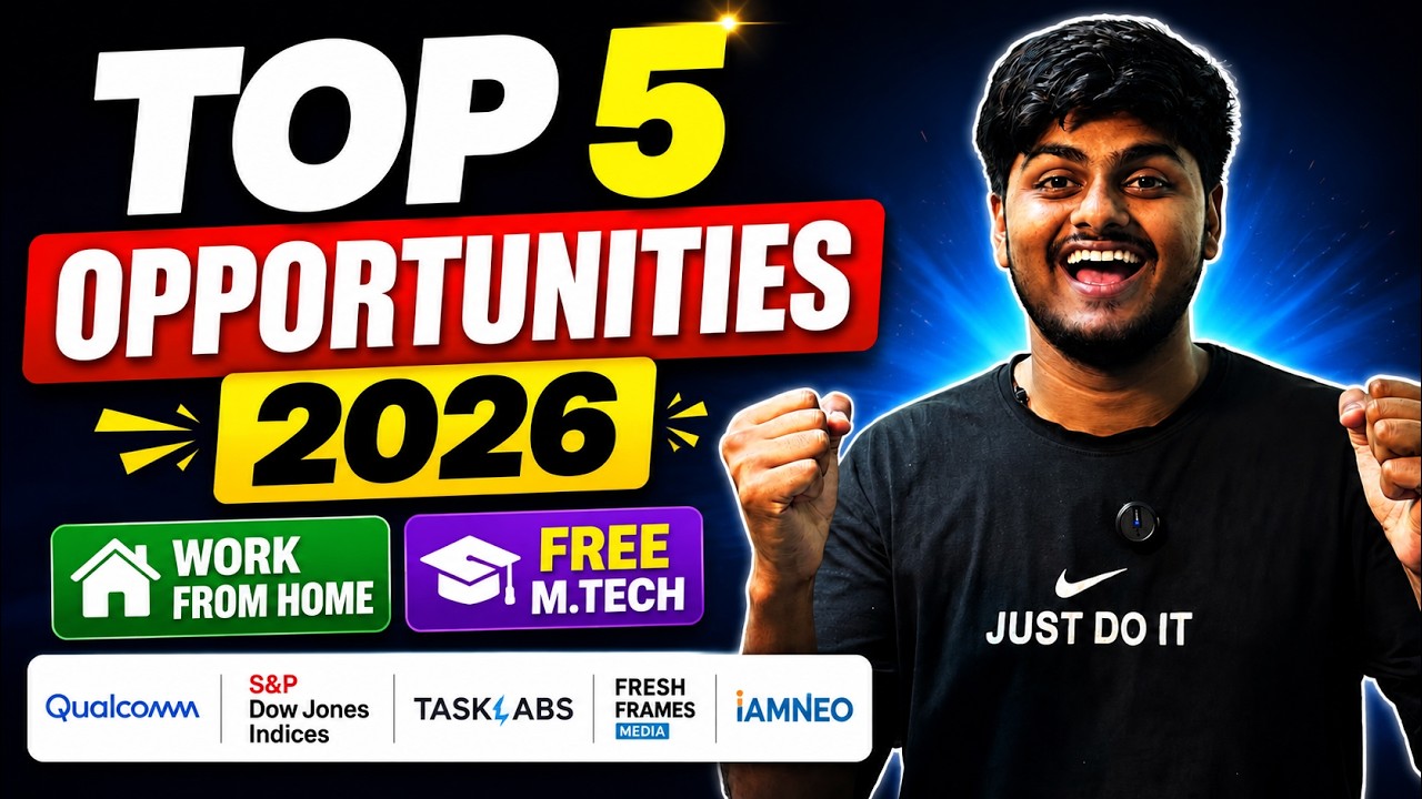 Top 5 Jobs & Internships 2026 🔥 Qualcomm, S&P Dow Jones | Free M.Tech + WFH