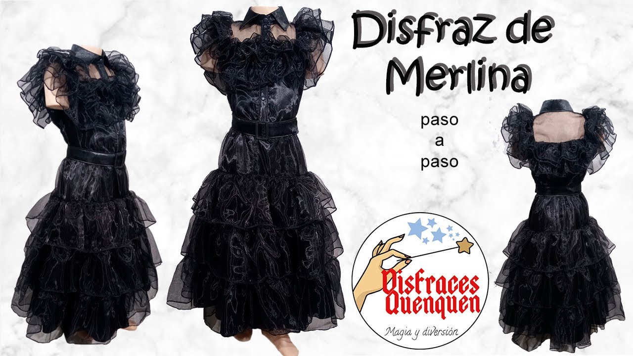 DIY. Disfraz de Merlina Addams 👗Como hacer el VESTIDO de Merlina, Miércoles o Wednesday #merlina