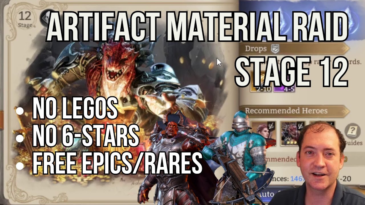 Artifact Material Raid stage 12 with Rares, Epics, and an Uncommon (no 6-stars)