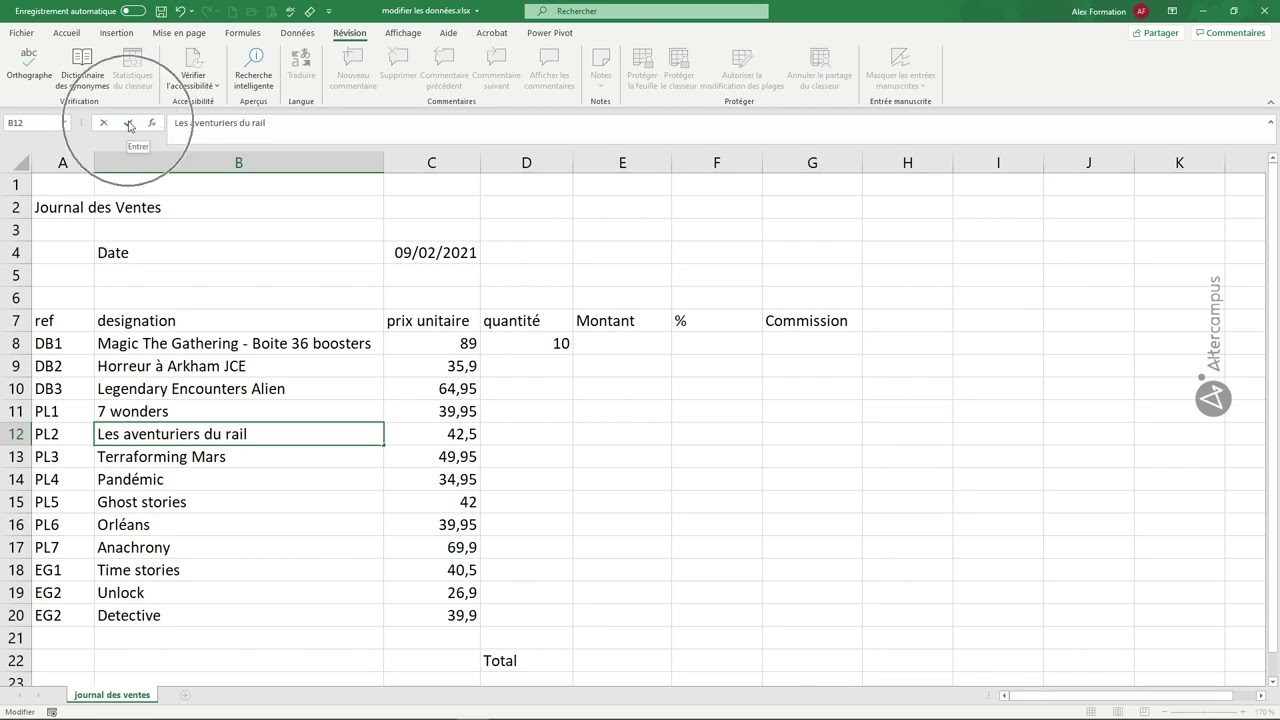Excel - 07. Modifier le contenu d'une cellule