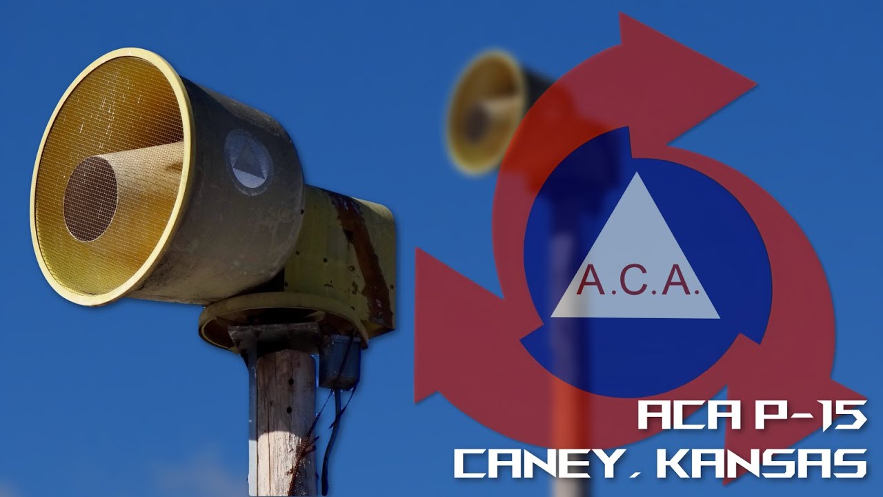 ACA P-15 Tornado Siren Test - Alert - Caney, KS (KS Statewide Tornado Drill)