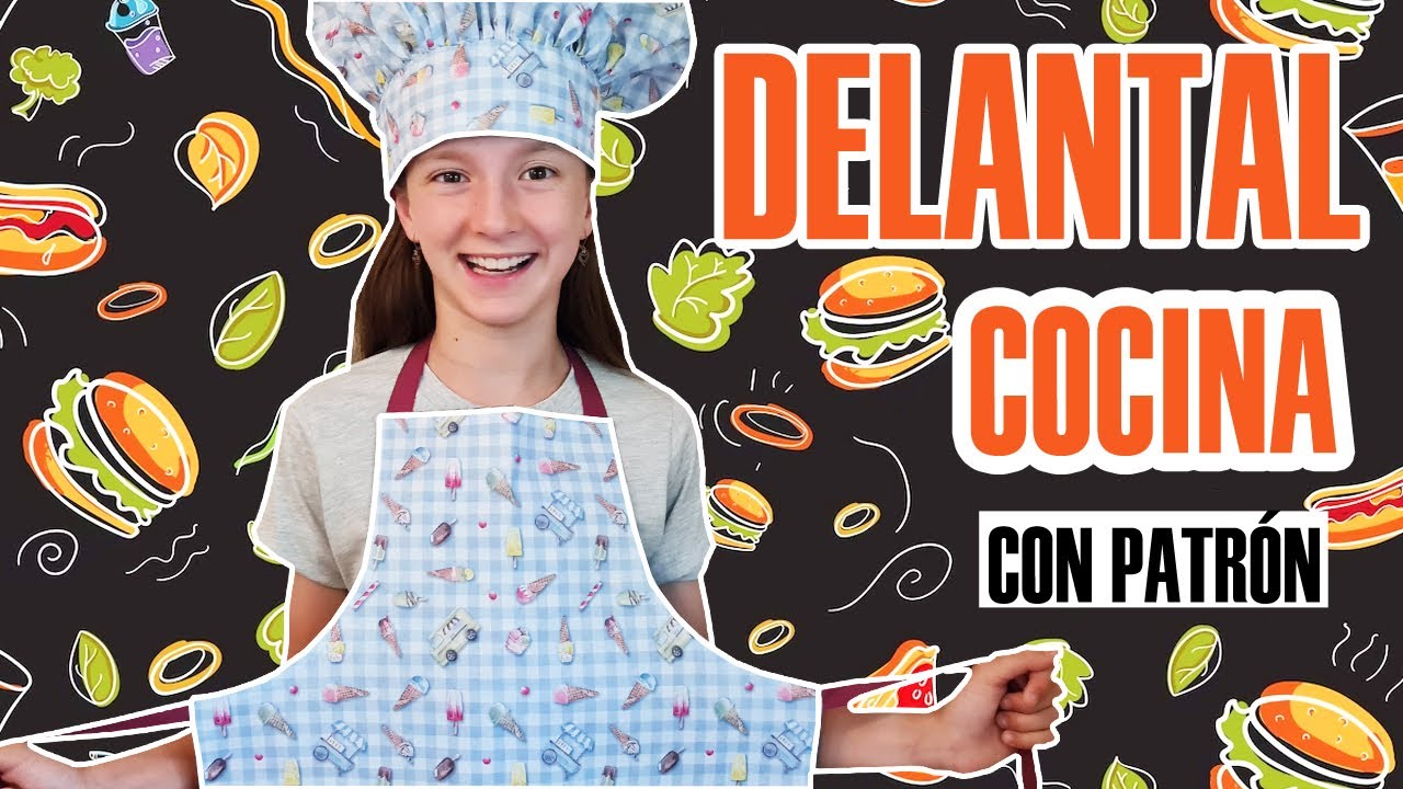 Cómo hacer un delantal de cocina reversible para niños | Mandil FACILÍSIMO!! Molde /Patrones en pdf