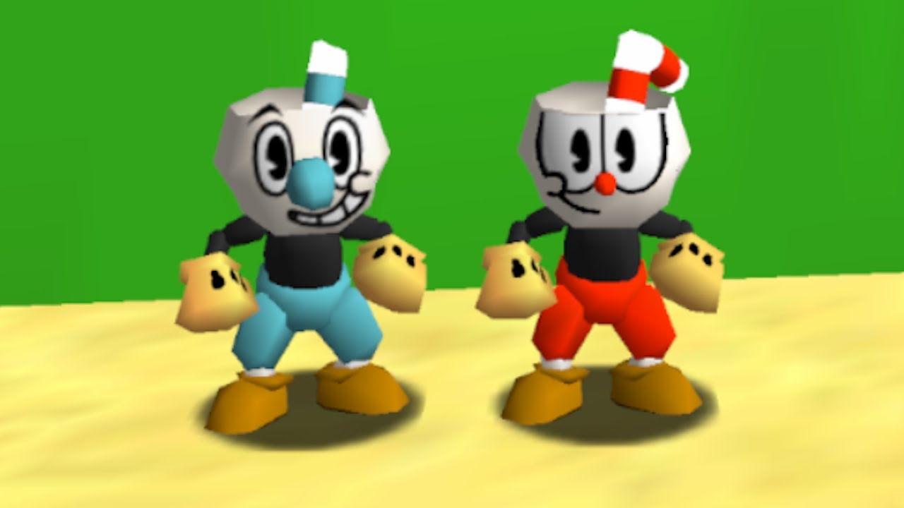 Cuphead and Mugman in Super Mario 64 (2 Players) - Full Game