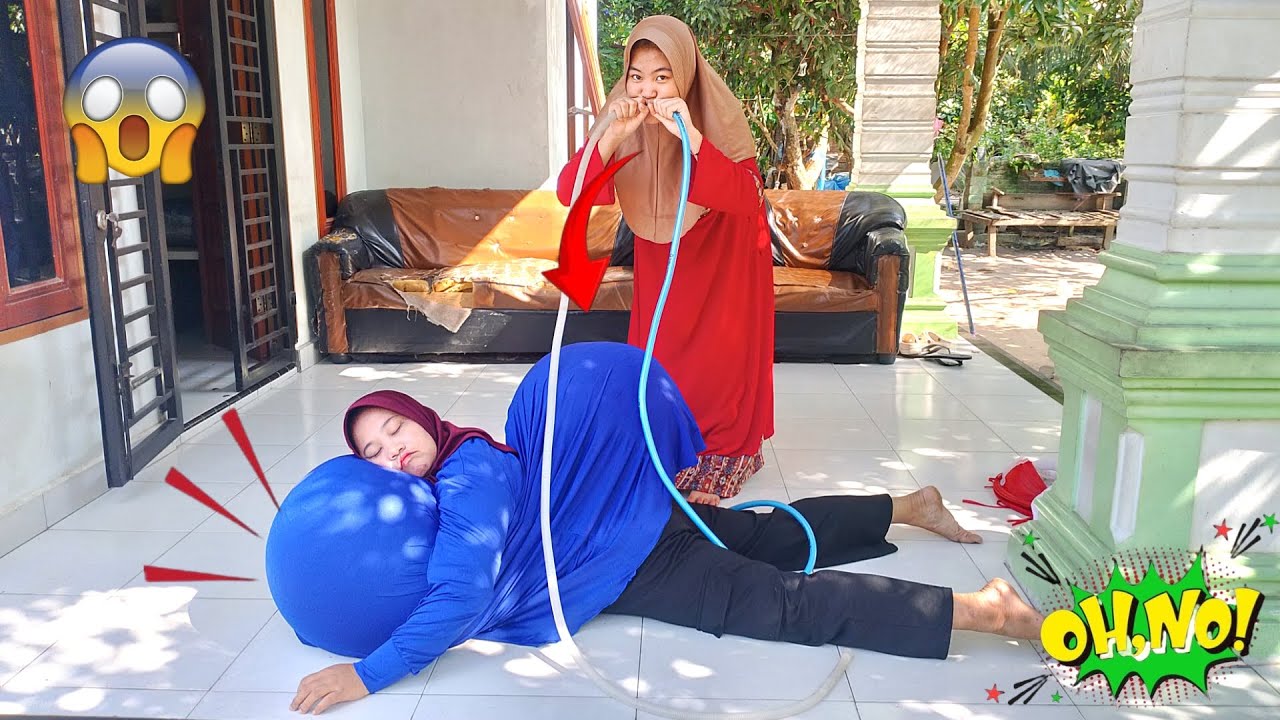 Dramatis🤣🫣😱 Ngerjain Kakak Tiup Pakai Selang Dua Sampai Membesar Perut Dan Punggungnya !!