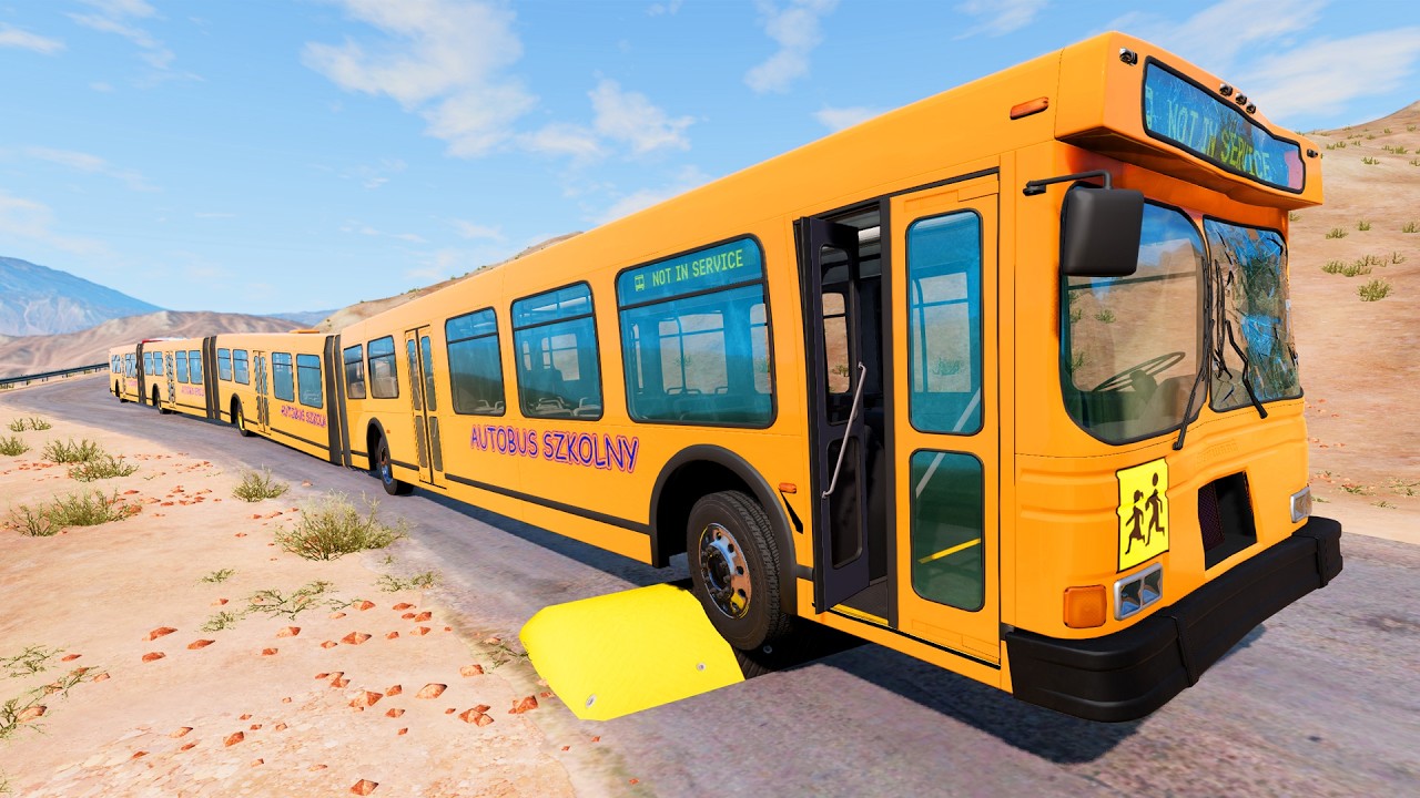 LONG BUS  Vs MASSIVE SPEED BUMPS - BeamNG.Drive