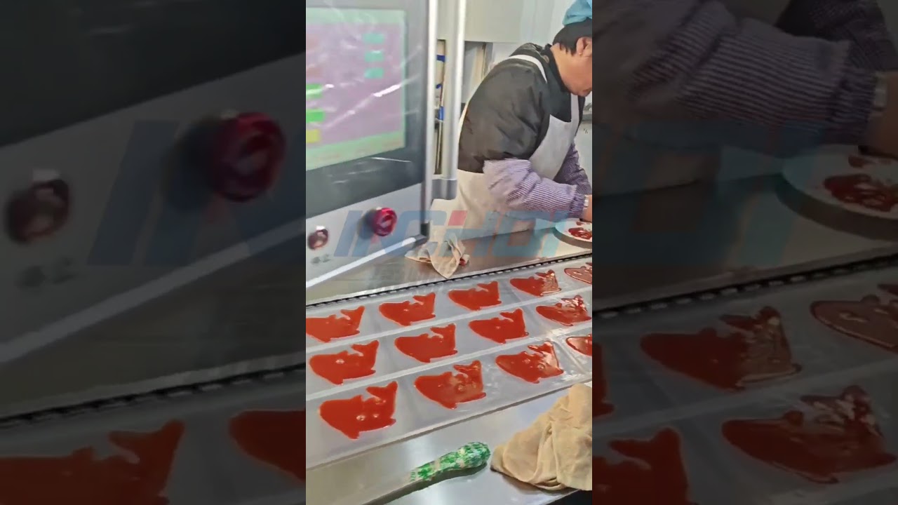 Thermoforming vacuum packing machine filling hawthorn fish