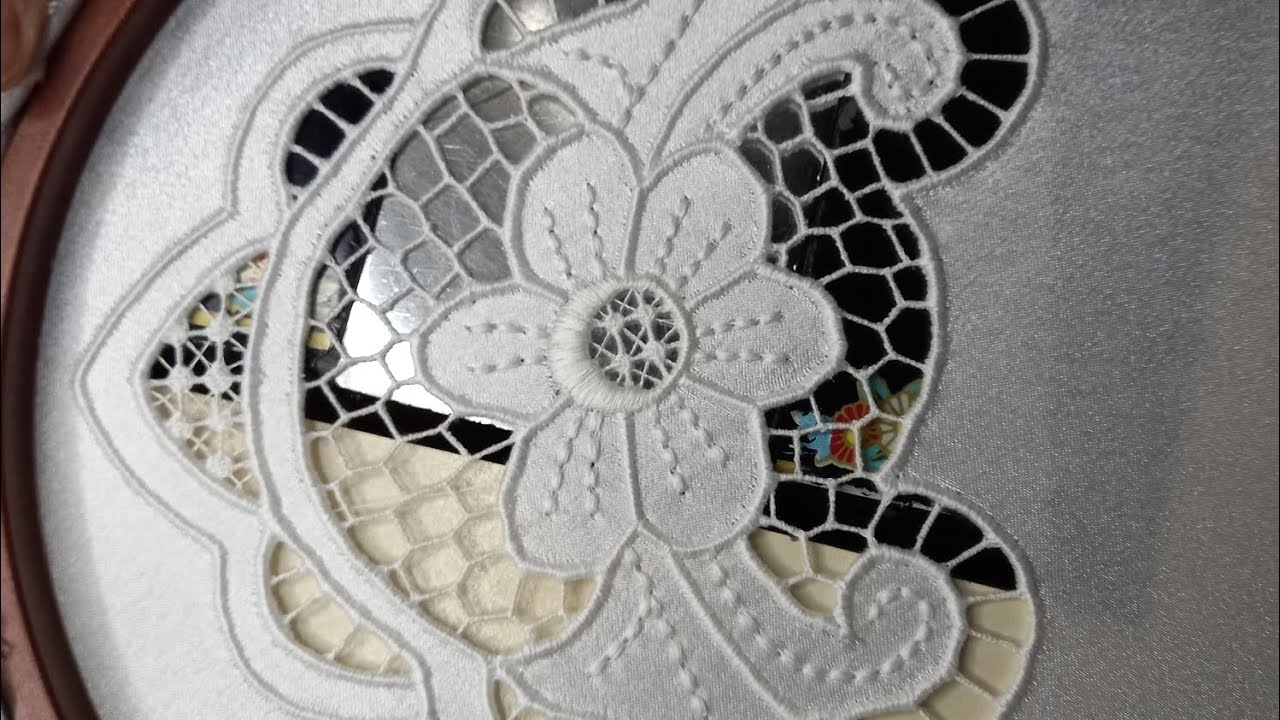 💯Çok güzel bir peçete yapımı (embroidery richelieu)karakafa makinede kasnak sallayarak nakış yapımı