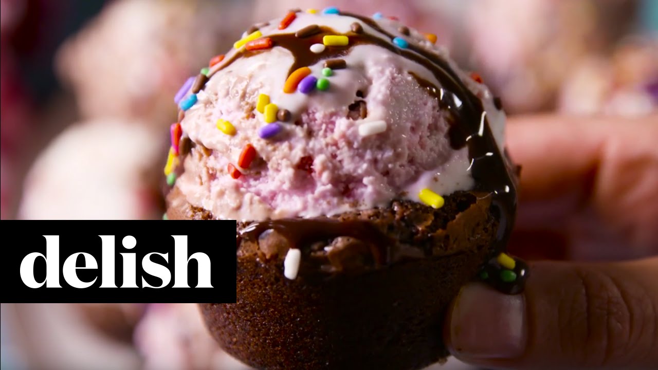 Brownie Ice Cream Cups | Delish