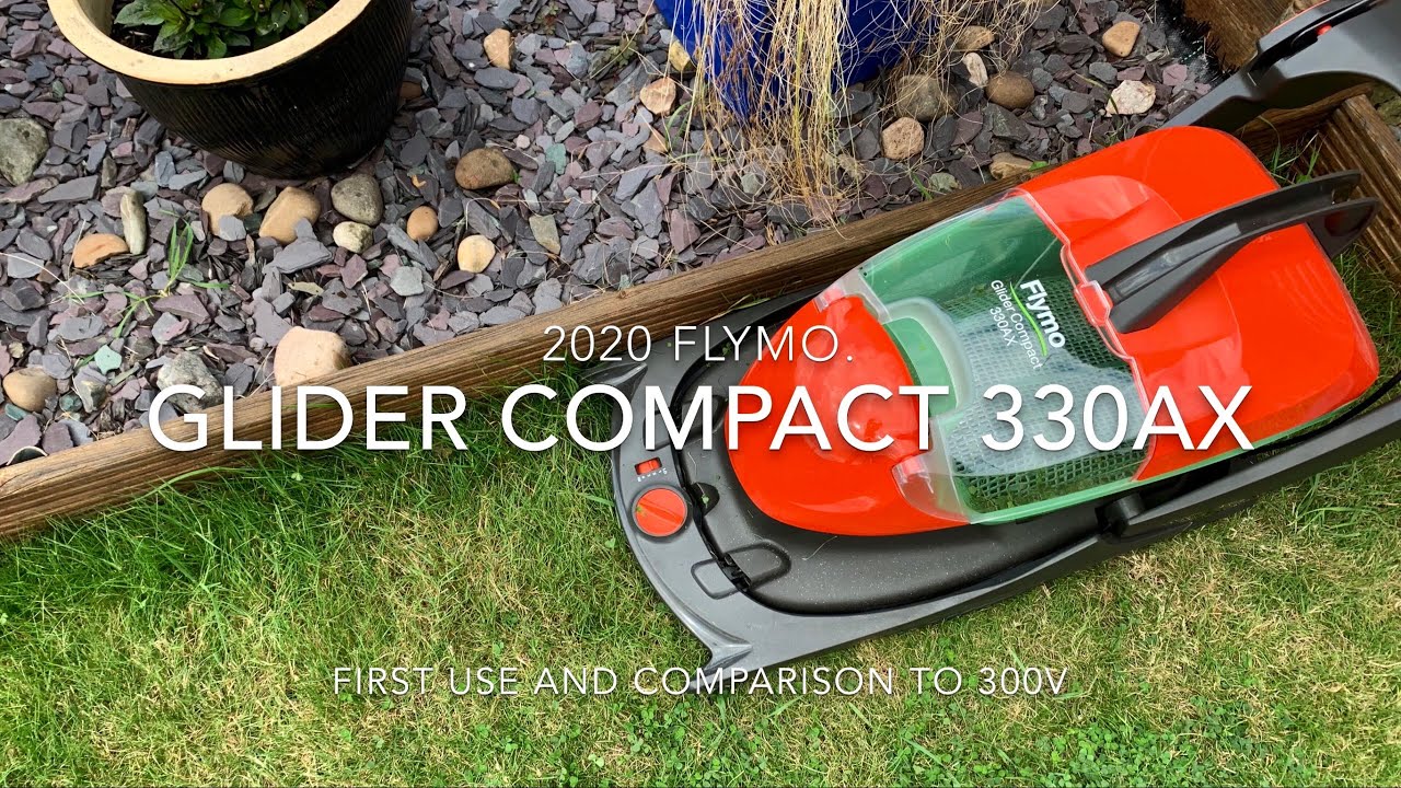 2020 flymo Glider Compact 330AX Hover Mower First Use And Comparison To 300V