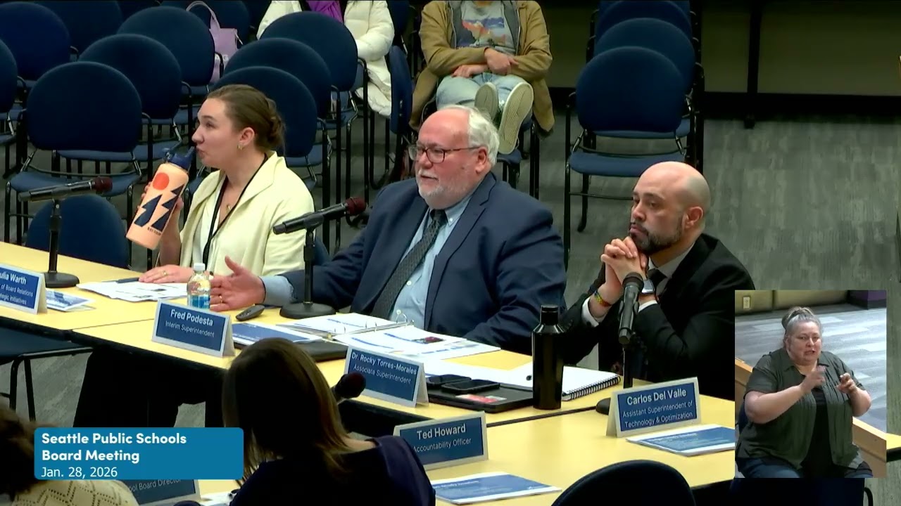 Seattle Schools Board Meeting Jan. 28, 2026