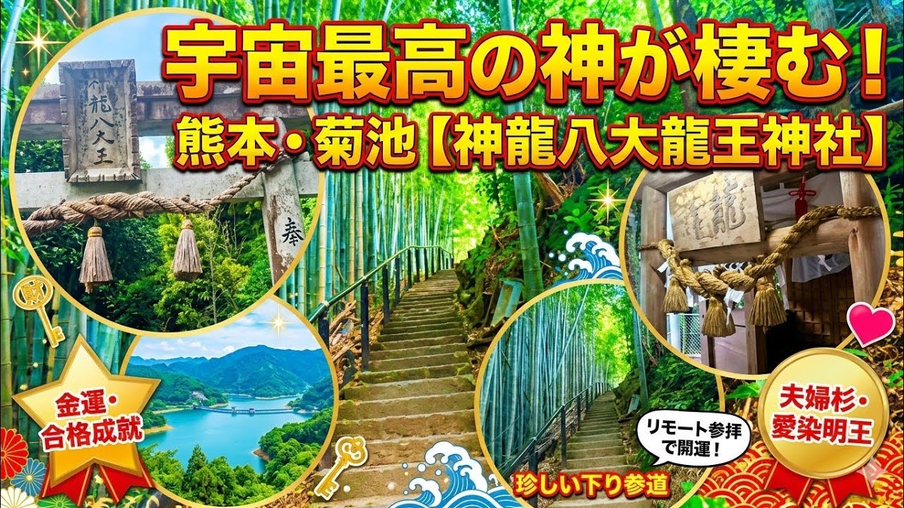 【リモート参拝】熊本県菊池の神秘｜竜門ダムの麓に鎮座する「神龍八大龍王神社」へ｜宇宙最高の神を祀るパワースポット【良縁・金運・学業成就】