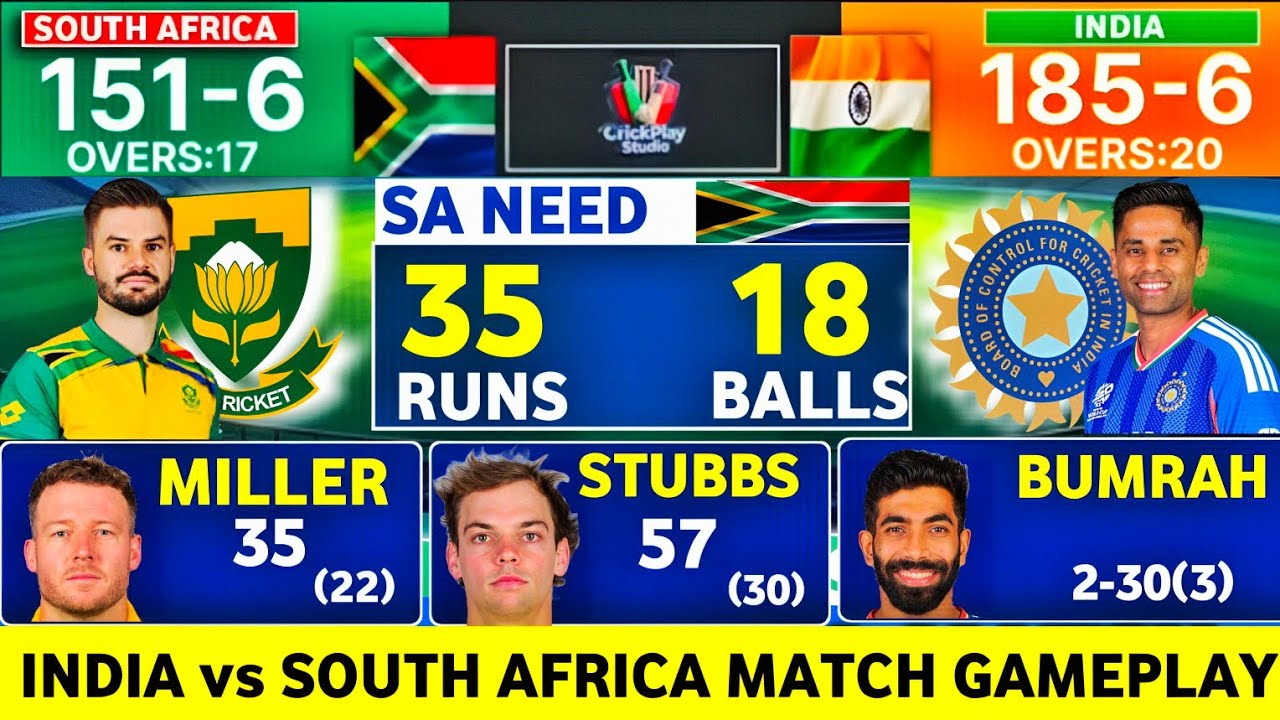 35 Runs 18 Balls Needed SA |  India vs South Africa T20 Match | Gameplay