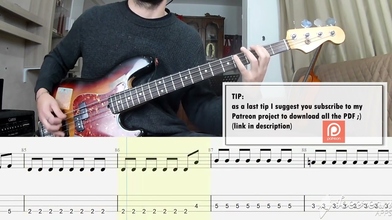 Foo Fighters - Walk BASS COVER + PLAY ALONG TAB + SCORE PDF