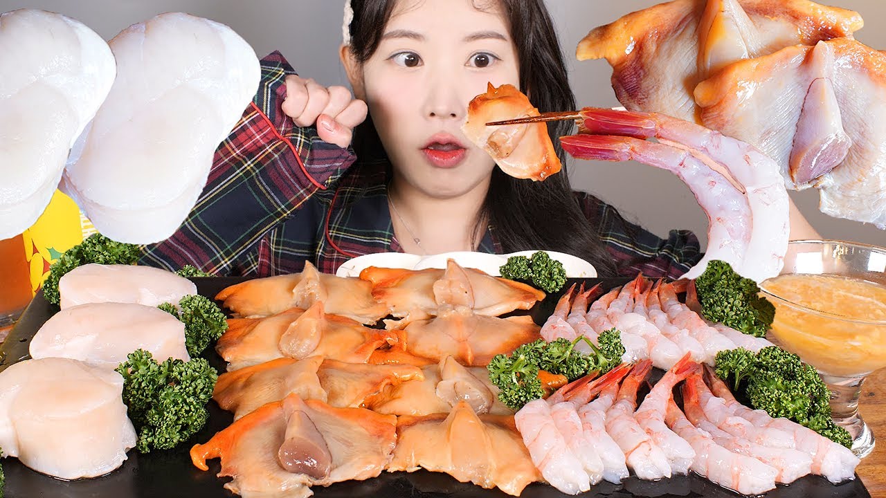 왕 크다✊피조개회 관자회 단새우회 해삼알 먹방  Raw Seafood [eating show] mukbang korean food