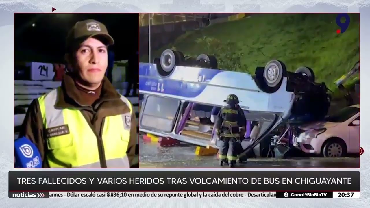 Tres fallecidos y varios heridos tras caída de micro desde paso sobre nivel en Chiguayante