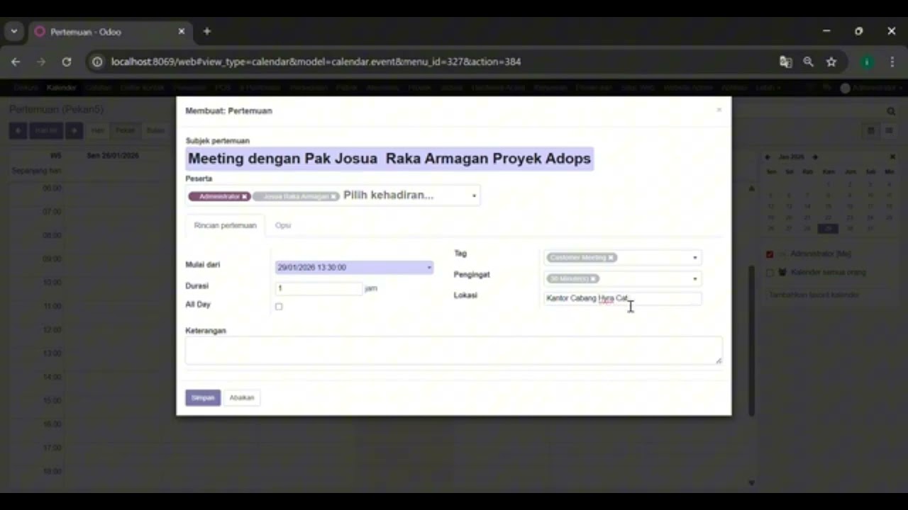peng aplikasian fitur productivity dalam aplikasi odoo. 