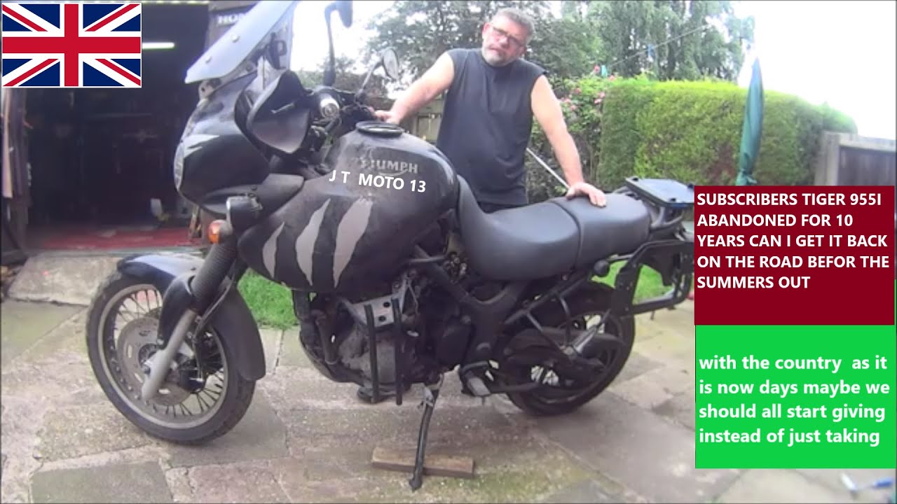 fixing up a 2001 TIGER 955i for a subscriber. let the work commence.