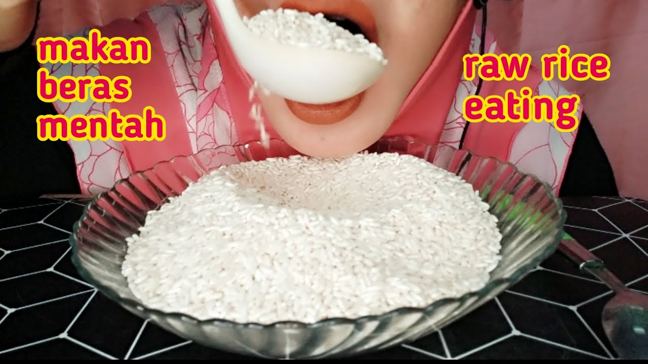 ASMR RAW GLUTINOUS RICE EATING SOUNDS | MAKAN BERAS MENTAH, PULUT/ KETAN 生ご飯を食べる, 밥을 먹다, 吃生米