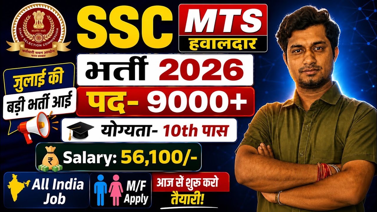 SSC MTS Recruitment 2026 | SSC MTS New Vacancy 2026 | SSC Haveldar Bharti 2026 | 10th Pass Jobs 2026