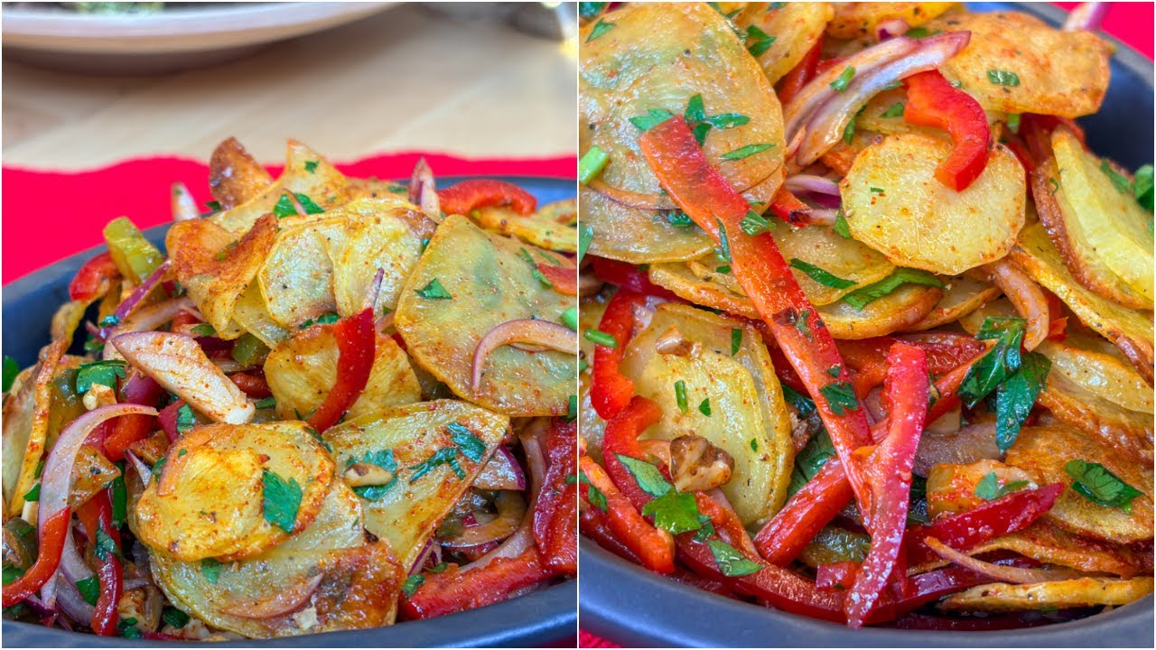 Ropogós krumplisaláta (friss, zöldséges, különleges köret)