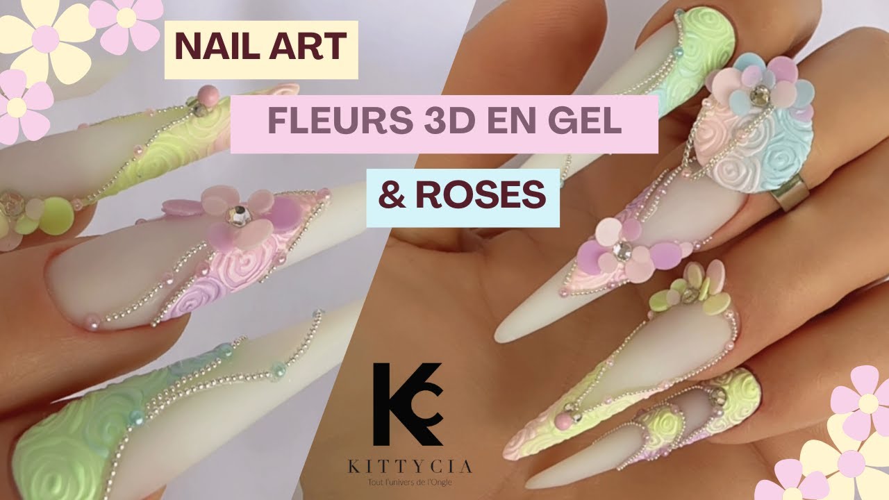 Fleurs 3D en gel & reliefs en roses 🌹