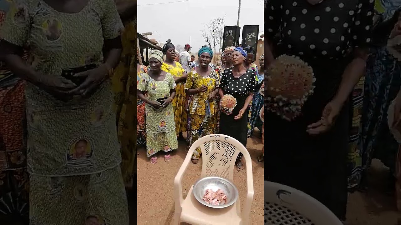 Builsa women performing funeral songs on the grounds of a lovely mother funeral rites