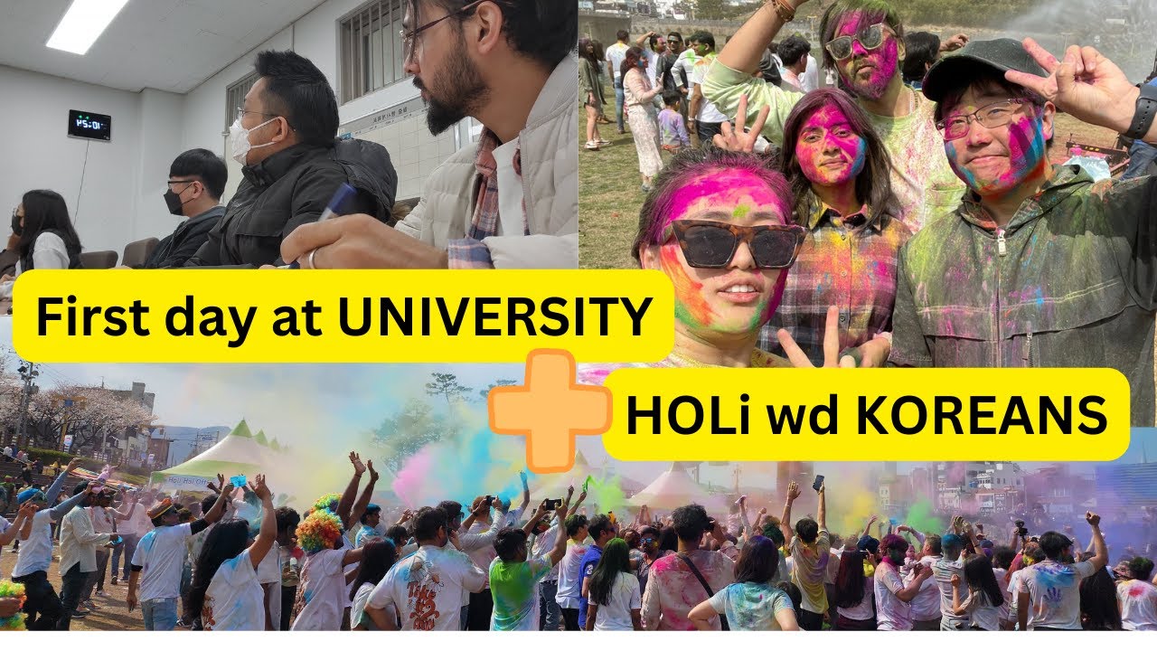 First day at Korean University + HOLi celebration in Korea.  #koreavlog #holi #southkorea