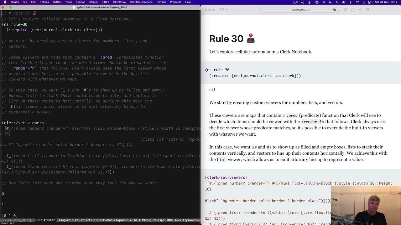 Clerk: Local-First Notebooks for Clojure by Martin Kavalar at reClojure 2021
