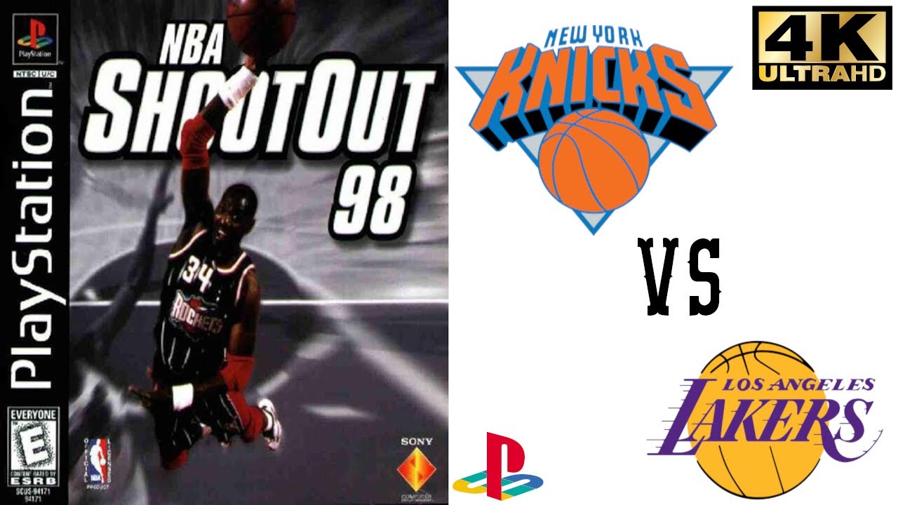 NBA Shootout 98 - Sony PlayStation - New York Knicks vs. Los Angeles Lakers (4K60FPS)