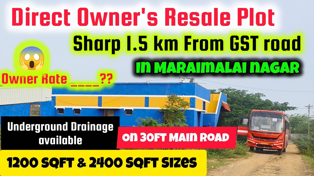🥳Direct Owner Resale Plot In Maraimalai Nagar🏡Sharp 1.5 km from GST ROAD🛣️1200sqft & 2400 sqft